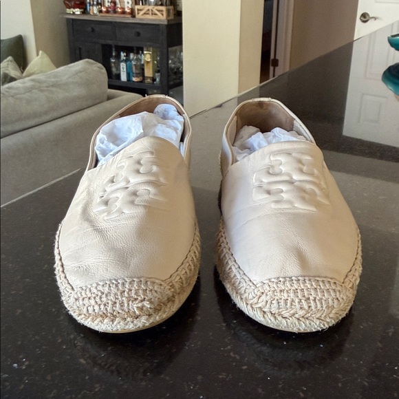 Tory Burch Neutral Beige Leather Espadrille Flats - Picture 4 of 10